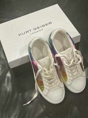 Kurt Geiger White Sneakers with Rainbow Metallic Panels